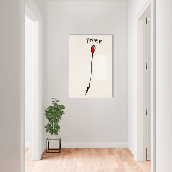 Wallity Cuadro Decorativo de Vidrio Templado Banksy Multicolor 50 x 70 cm